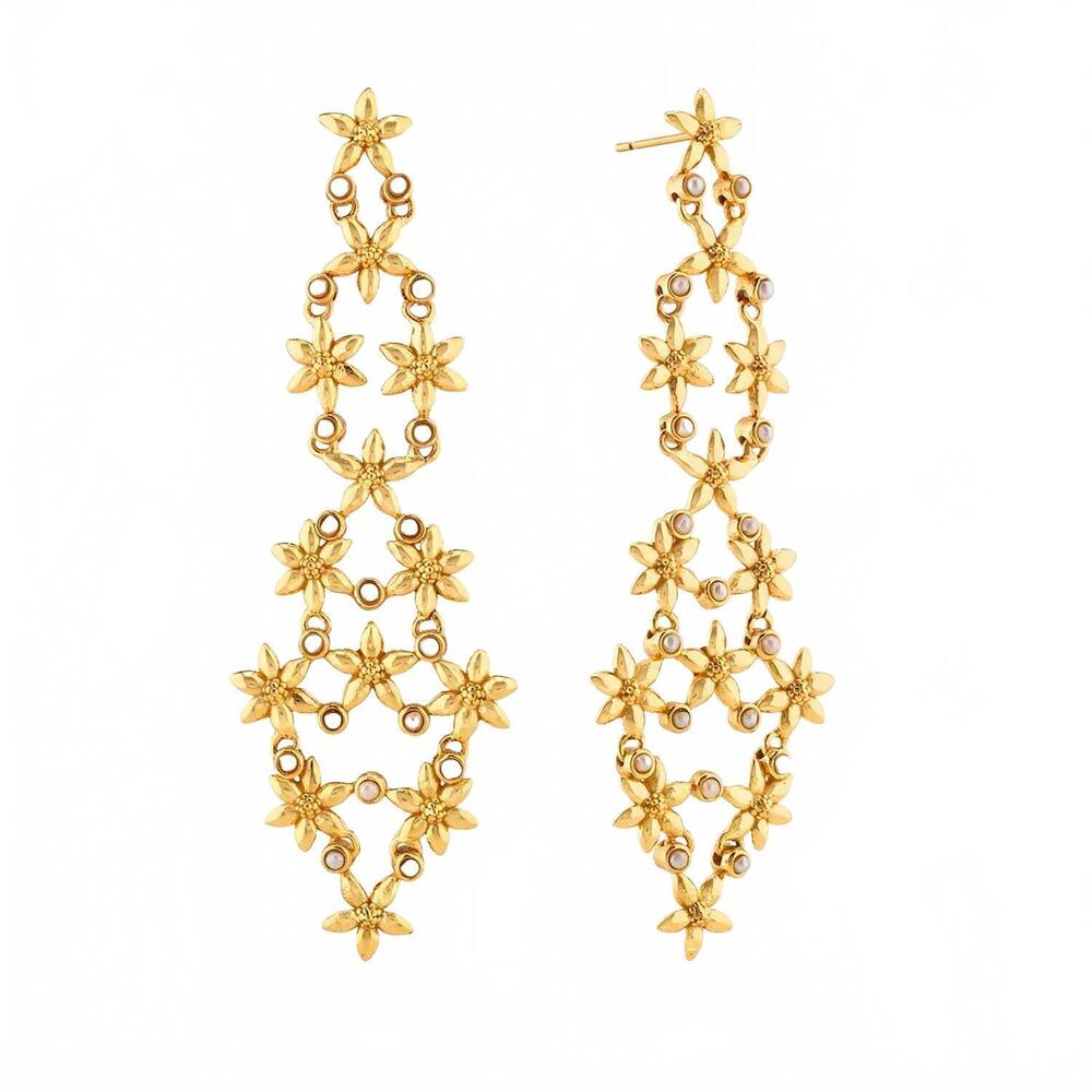 NEW CAPUCINE DE WULF women's jasmine cascade earrings in pearl and gold